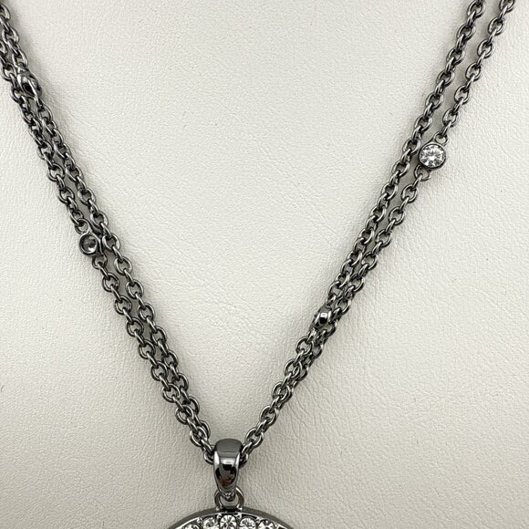 Joan Boyce Necklace Evil Eye Angel Eye Talisman Silver Tone Black Rhinestone - Picture 5 of 13